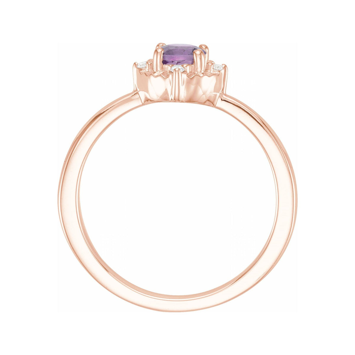 Sapphire Row Natural Gemstone Petite Halo Ring - Amethyst, 14K Rose Gold (view 2)