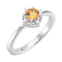 Sapphire Row Natural Gemstone Petite Halo Ring - Citrine, 14K White Gold