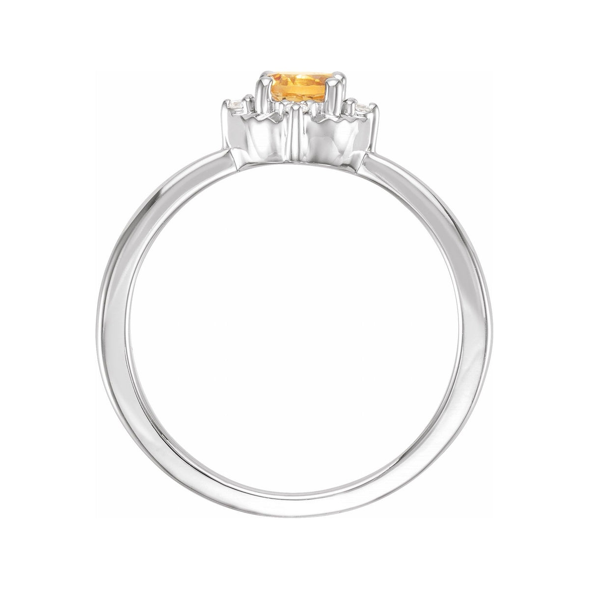 Sapphire Row Natural Gemstone Petite Halo Ring - Citrine, 14K White Gold (view 2)
