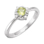 Sapphire Row Natural Gemstone Petite Halo Ring - Peridot, 14K White Gold