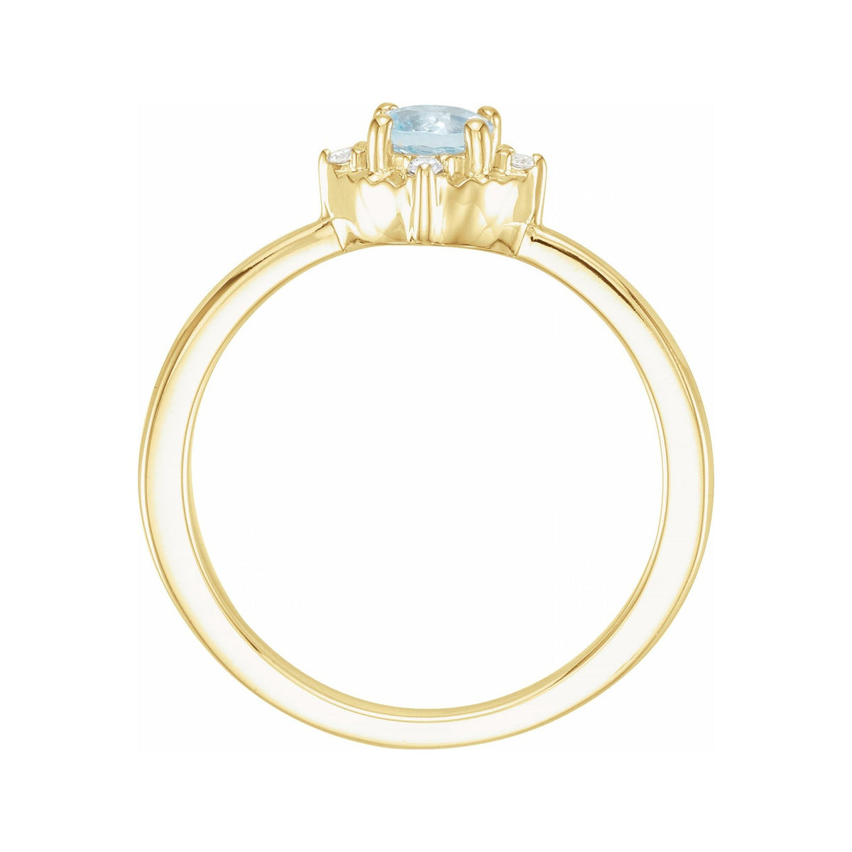 Sapphire Row Natural Gemstone Petite Halo Ring - Sky Blue Topaz, 14K Yellow Gold (view 2)