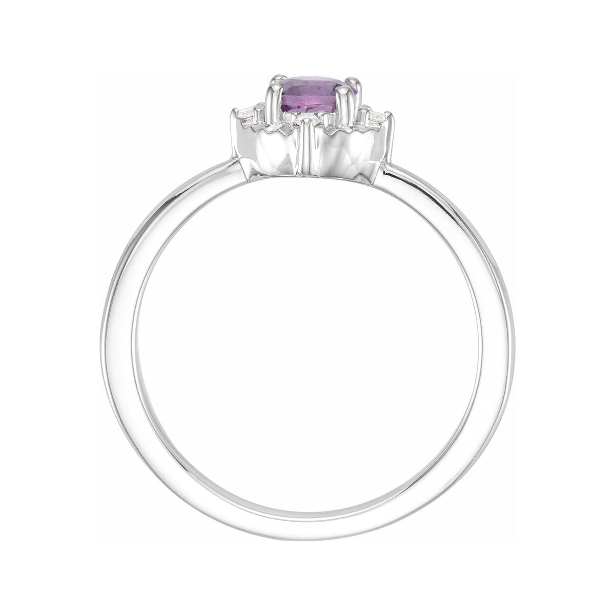 Sapphire Row Natural Gemstone Petite Halo Ring - Amethyst, 14K White Gold (view 2)