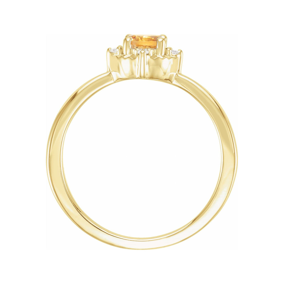 Sapphire Row Natural Gemstone Petite Halo Ring - Citrine, 14K Yellow Gold (view 2)