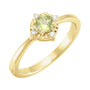 Sapphire Row Natural Gemstone Petite Halo Ring - Peridot, 14K Yellow Gold