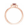 Sapphire Row Natural Gemstone Petite Halo Ring - Mozambique Garnet, 14K Rose Gold (view 2)