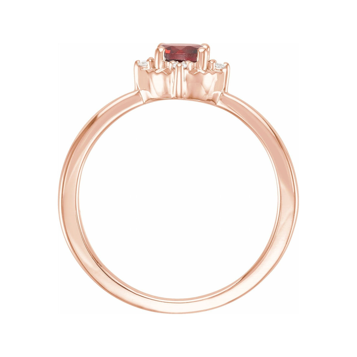 Sapphire Row Natural Gemstone Petite Halo Ring - Mozambique Garnet, 14K Rose Gold (view 2)