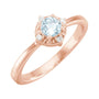 Sapphire Row Natural Gemstone Petite Halo Ring - Sky Blue Topaz, 14K Rose Gold