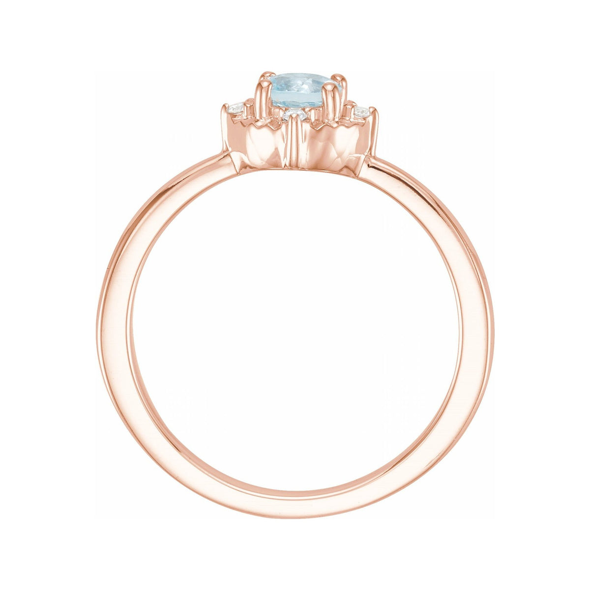 Sapphire Row Natural Gemstone Petite Halo Ring - Sky Blue Topaz, 14K Rose Gold (view 2)