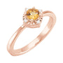 Sapphire Row Natural Gemstone Petite Halo Ring - Citrine, 14K Rose Gold