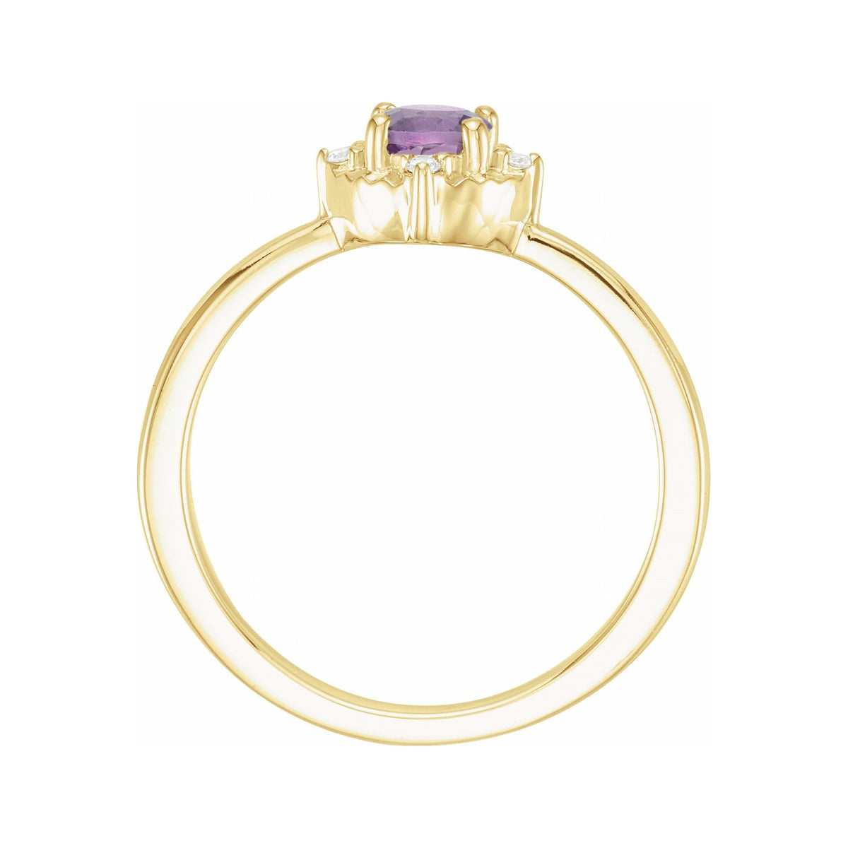 Sapphire Row Natural Gemstone Petite Halo Ring - Amethyst, 14K Yellow Gold (view 2)