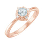 Sapphire Row Natural Gemstone Petite Halo Ring - Aquamarine, 14K Rose Gold