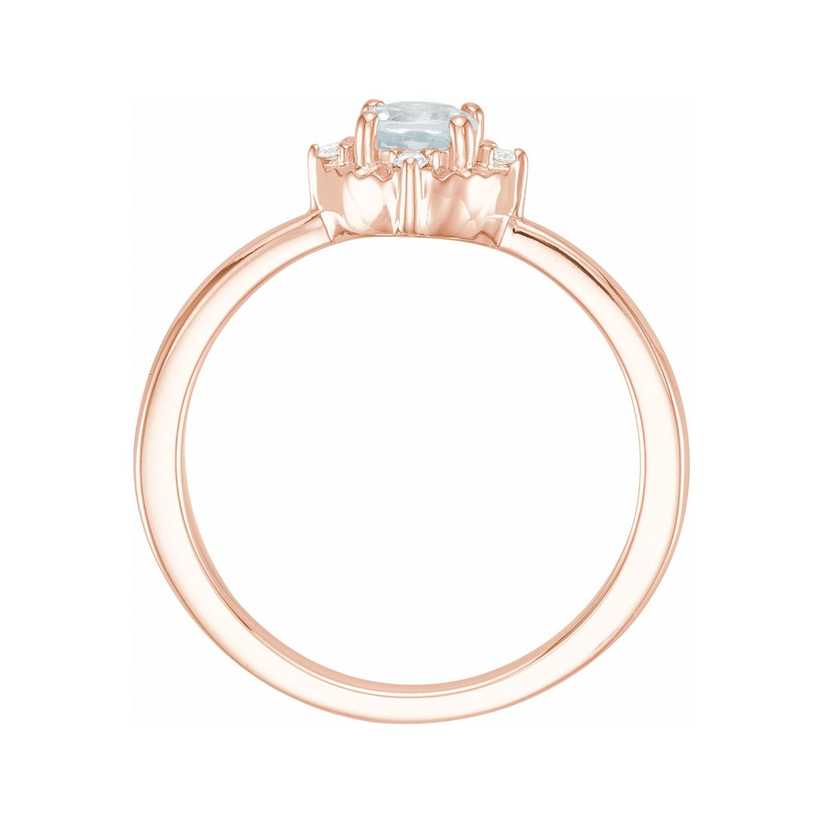 Sapphire Row Natural Gemstone Petite Halo Ring - Aquamarine, 14K Rose Gold (view 2)