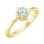 Sapphire Row Natural Gemstone Petite Halo Ring - Aquamarine, 14K Yellow Gold