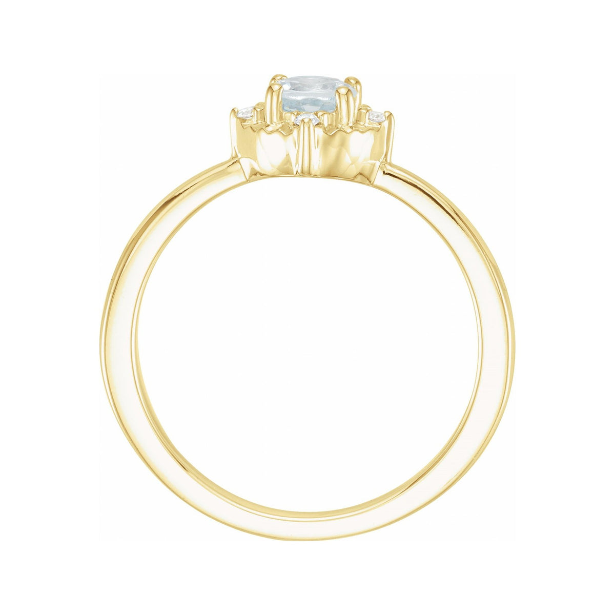 Sapphire Row Natural Gemstone Petite Halo Ring - Aquamarine, 14K Yellow Gold (view 2)