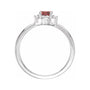 Sapphire Row Natural Gemstone Petite Halo Ring - Mozambique Garnet, 14K White Gold (view 2)