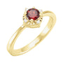 Sapphire Row Natural Gemstone Petite Halo Ring - Mozambique Garnet, 14K Yellow Gold