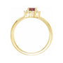Sapphire Row Natural Gemstone Petite Halo Ring - Mozambique Garnet, 14K Yellow Gold (view 2)