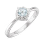 Sapphire Row Natural Gemstone Petite Halo Ring - Aquamarine, 14K White Gold
