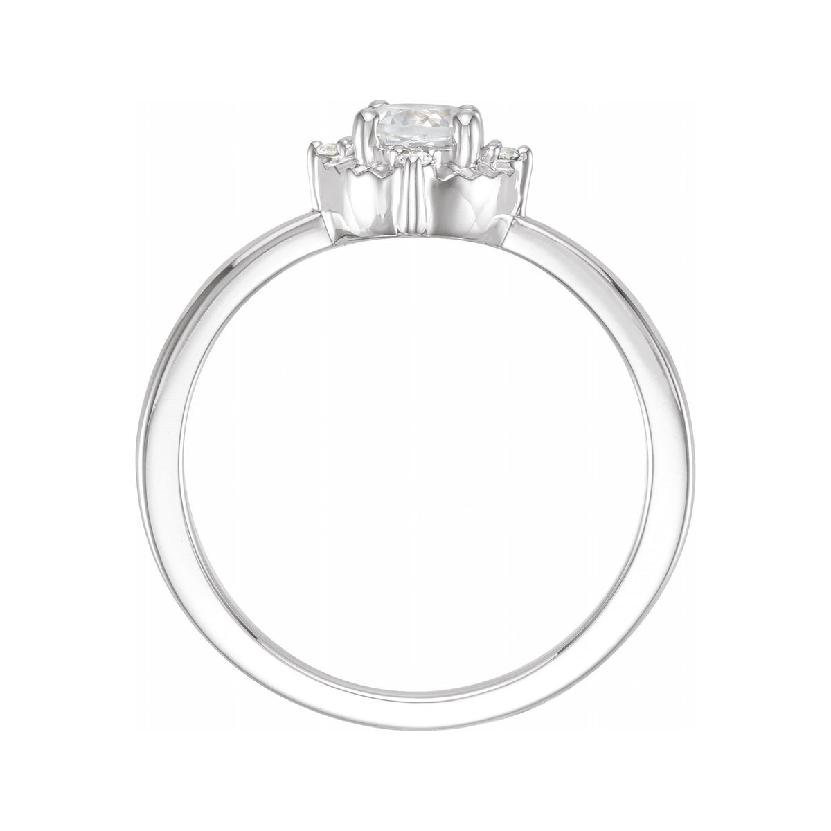 Sapphire Row Lab-Grown Gemstone Petite Halo Ring - White Sapphire, 14K White Gold (view 2)