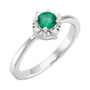 Sapphire Row Lab-Grown Gemstone Petite Halo Ring - Emerald, 14K White Gold