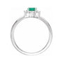 Sapphire Row Lab-Grown Gemstone Petite Halo Ring - Emerald, 14K White Gold (view 2)