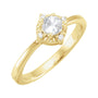 Sapphire Row Lab-Grown Gemstone Petite Halo Ring - White Sapphire, 14K Yellow Gold