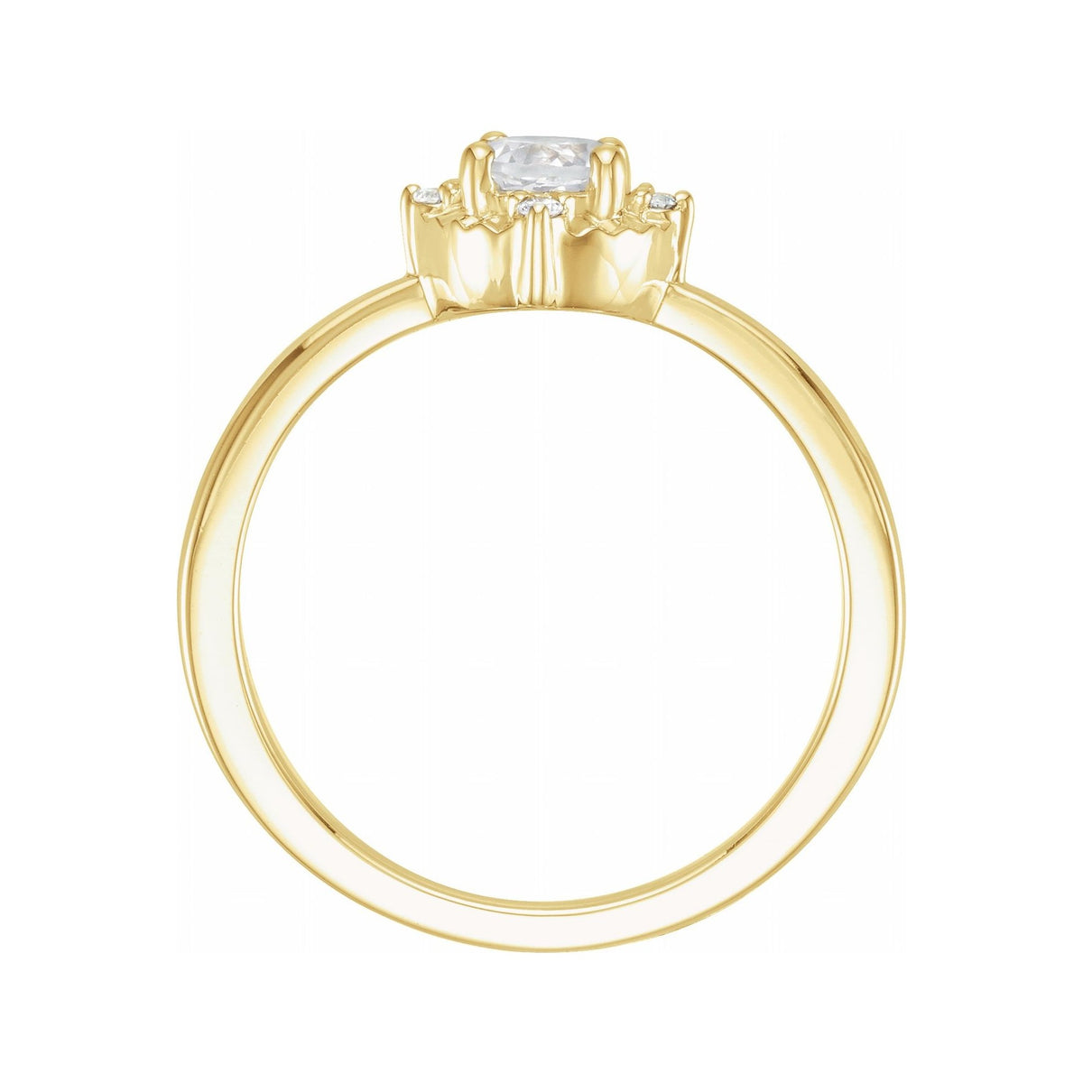 Sapphire Row Lab-Grown Gemstone Petite Halo Ring - White Sapphire, 14K Yellow Gold (view 2)