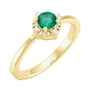 Sapphire Row Lab-Grown Gemstone Petite Halo Ring - Emerald, 14K Yellow Gold