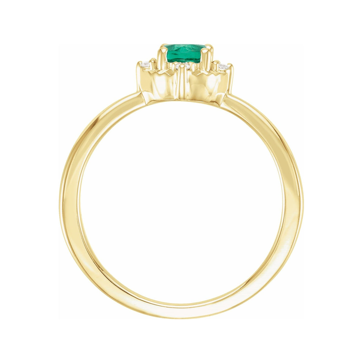 Sapphire Row Lab-Grown Gemstone Petite Halo Ring - Emerald, 14K Yellow Gold (view 2)