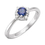 Sapphire Row Lab-Grown Gemstone Petite Halo Ring - Blue Sapphire, 14K White Gold