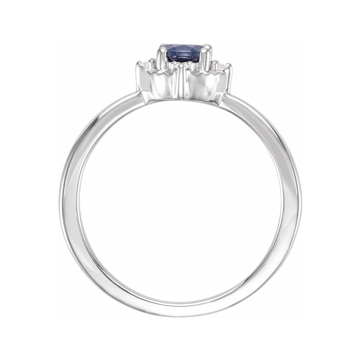 Sapphire Row Lab-Grown Gemstone Petite Halo Ring - Blue Sapphire, 14K White Gold (view 2)