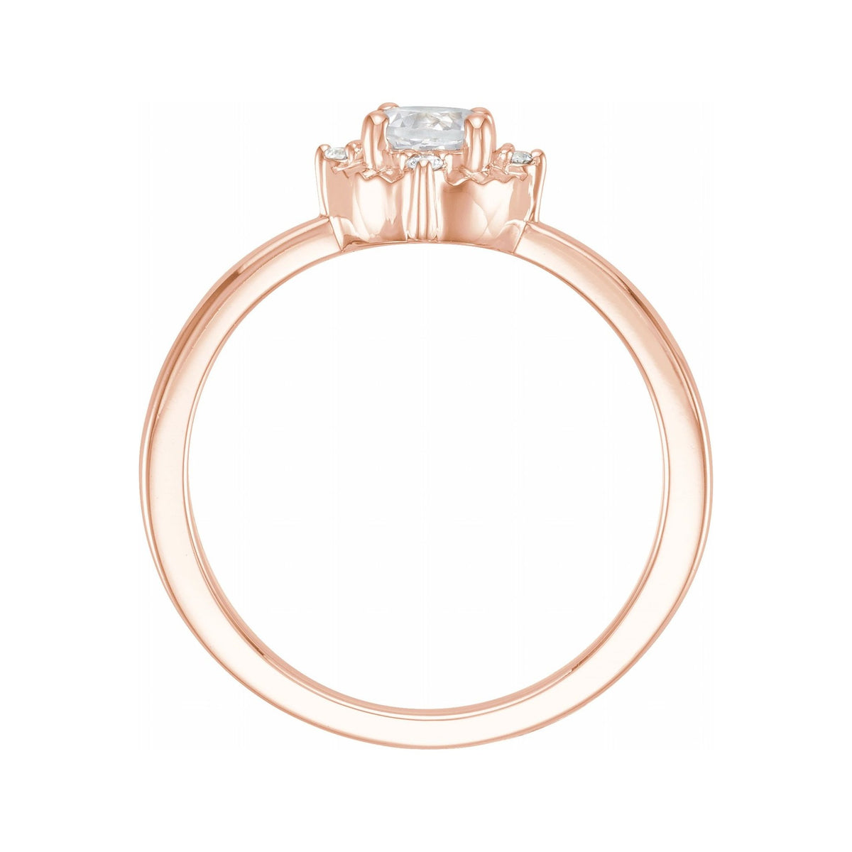 Sapphire Row Lab-Grown Gemstone Petite Halo Ring - White Sapphire, 14K Rose Gold (view 2)