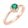 Sapphire Row Lab-Grown Gemstone Petite Halo Ring - Emerald, 14K Rose Gold