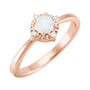 Sapphire Row Lab-Grown Gemstone Petite Halo Ring - White Opal, 14K Rose Gold