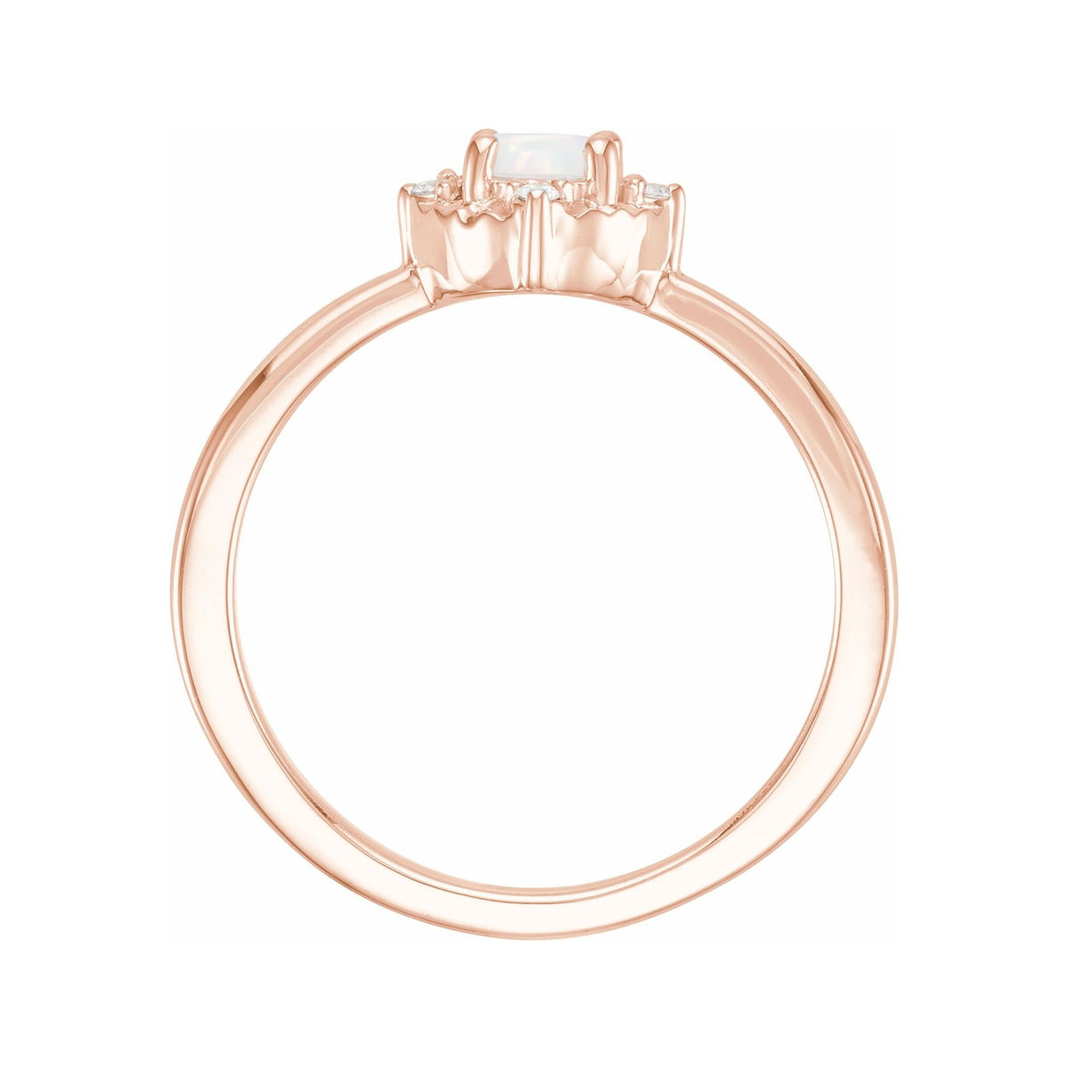 Sapphire Row Lab-Grown Gemstone Petite Halo Ring - White Opal, 14K Rose Gold (view 2)