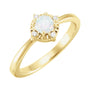 Sapphire Row Lab-Grown Gemstone Petite Halo Ring - White Opal, 14K Yellow Gold