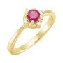 Sapphire Row Lab-Grown Gemstone Petite Halo Ring - Ruby, 14K Yellow Gold
