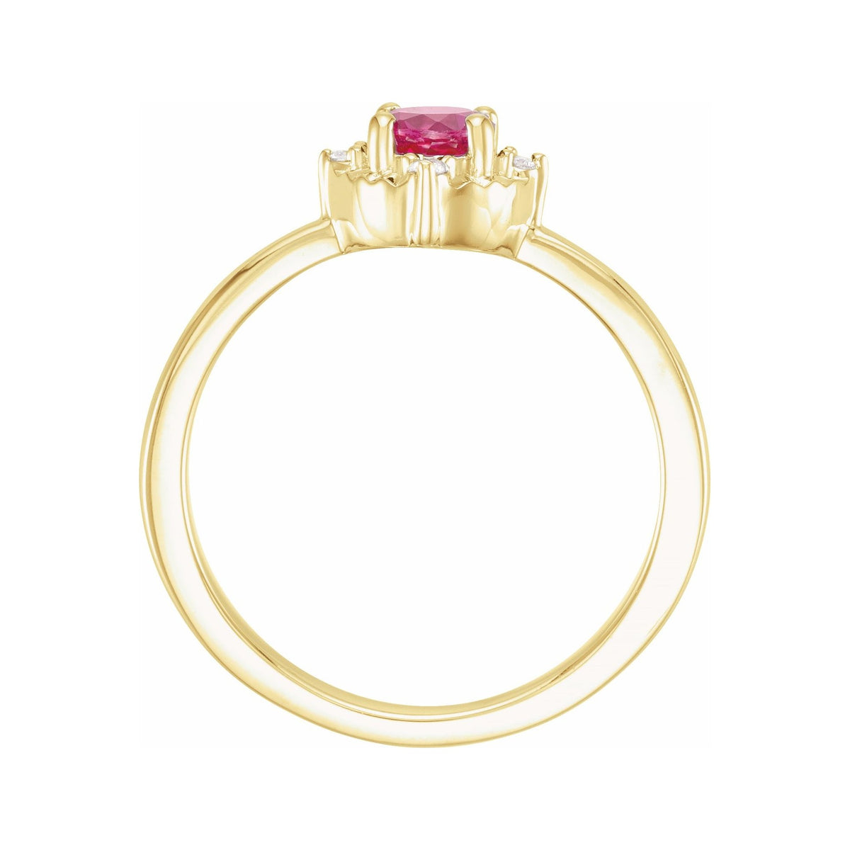 Sapphire Row Lab-Grown Gemstone Petite Halo Ring - Ruby, 14K Yellow Gold (view 2)
