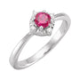 Sapphire Row Lab-Grown Gemstone Petite Halo Ring - Ruby, 14K White Gold