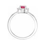 Sapphire Row Lab-Grown Gemstone Petite Halo Ring - Ruby, 14K White Gold (view 2)