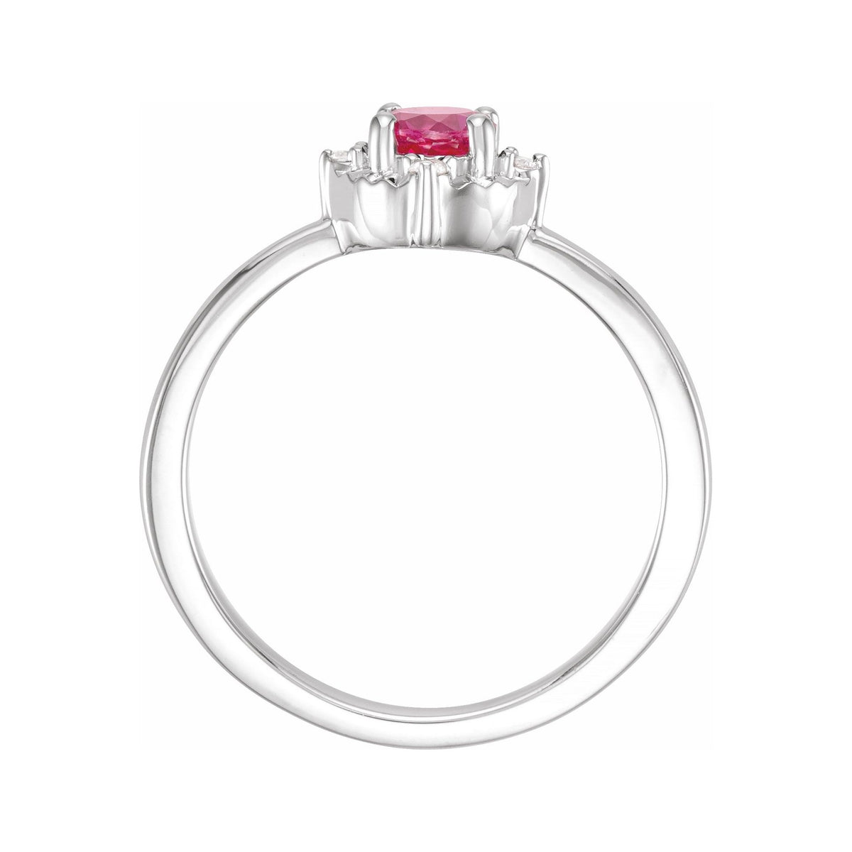 Sapphire Row Lab-Grown Gemstone Petite Halo Ring - Ruby, 14K White Gold (view 2)