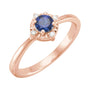 Sapphire Row Lab-Grown Gemstone Petite Halo Ring - Blue Sapphire, 14K Rose Gold