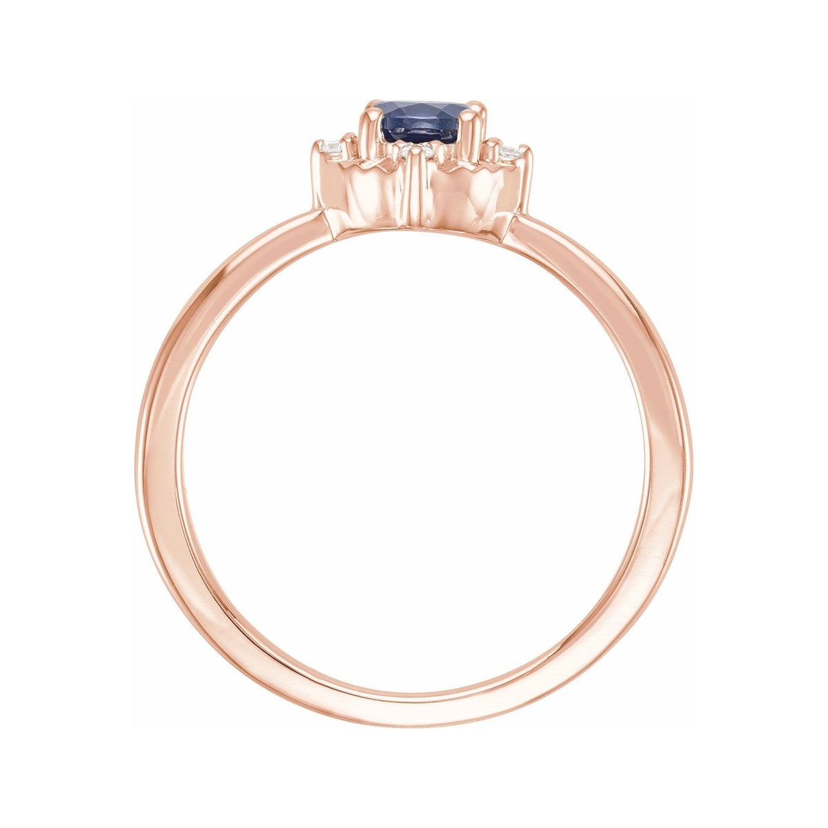 Sapphire Row Lab-Grown Gemstone Petite Halo Ring - Blue Sapphire, 14K Rose Gold (view 2)