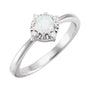 Sapphire Row Lab-Grown Gemstone Petite Halo Ring - White Opal, 14K White Gold
