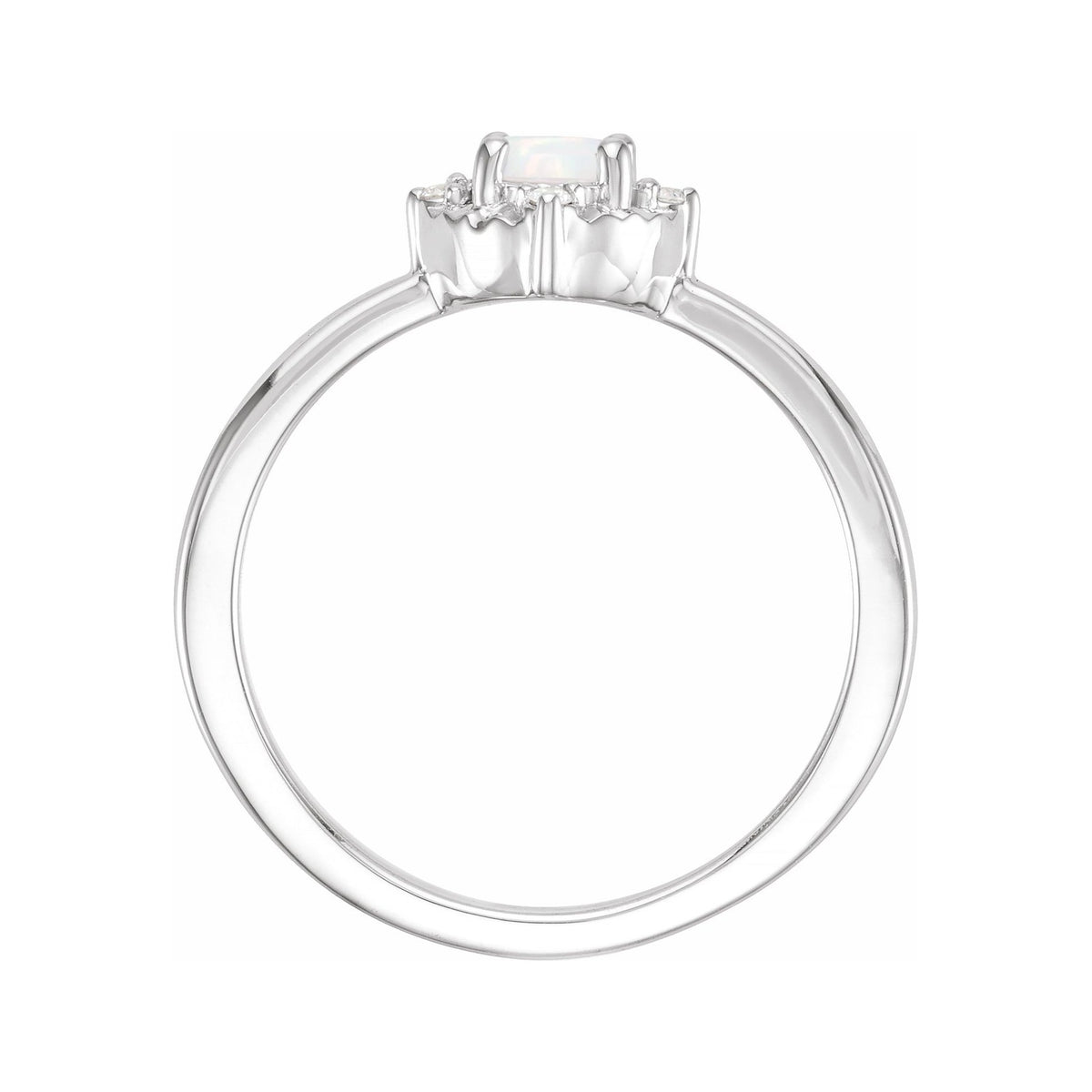 Sapphire Row Lab-Grown Gemstone Petite Halo Ring - White Opal, 14K White Gold (view 2)