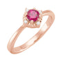 Sapphire Row Lab-Grown Gemstone Petite Halo Ring - Ruby, 14K Rose Gold