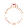 Sapphire Row Lab-Grown Gemstone Petite Halo Ring - Ruby, 14K Rose Gold (view 2)