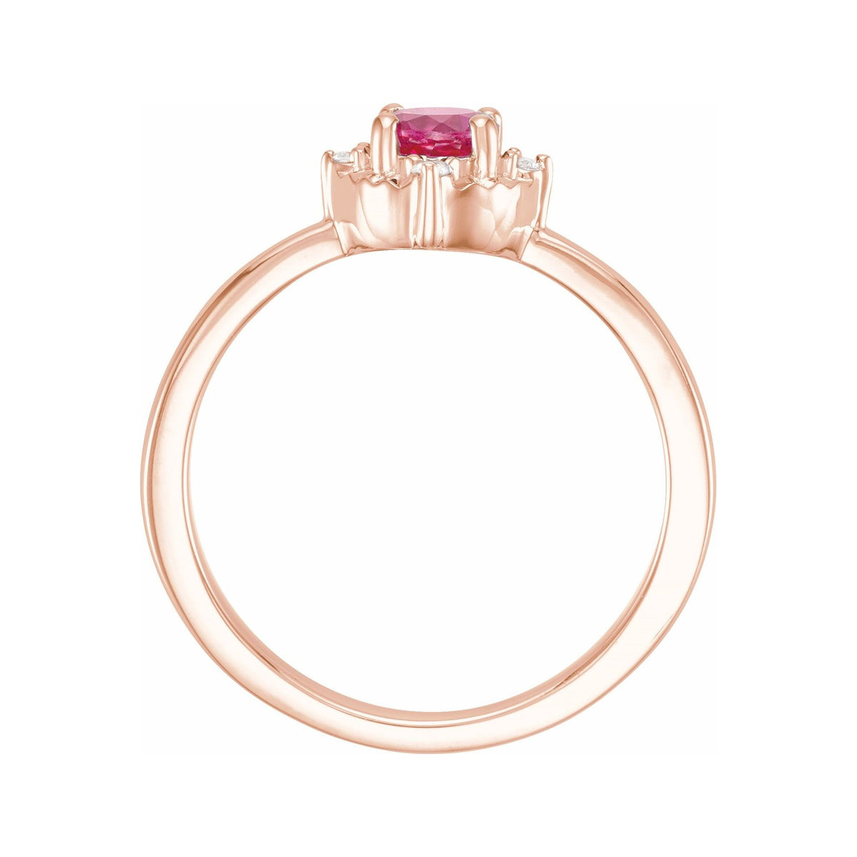 Sapphire Row Lab-Grown Gemstone Petite Halo Ring - Ruby, 14K Rose Gold (view 2)