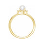 Sapphire Row Cultured Pearl Petite Halo Ring - 14K Yellow Gold (view 2)