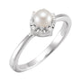 Sapphire Row Cultured Pearl Petite Halo Ring - 14K White Gold
